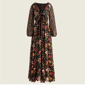 J. Crew Tie-Front Lurex Black and Gold dress